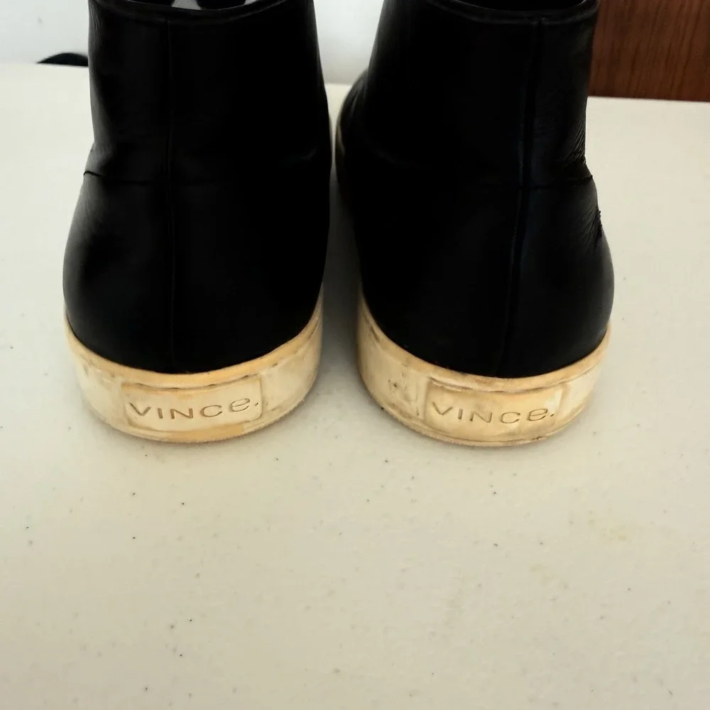 Vince Black Leather Lace High‎ Top Sneakers Men's Chukka Size 13 Minimalist
